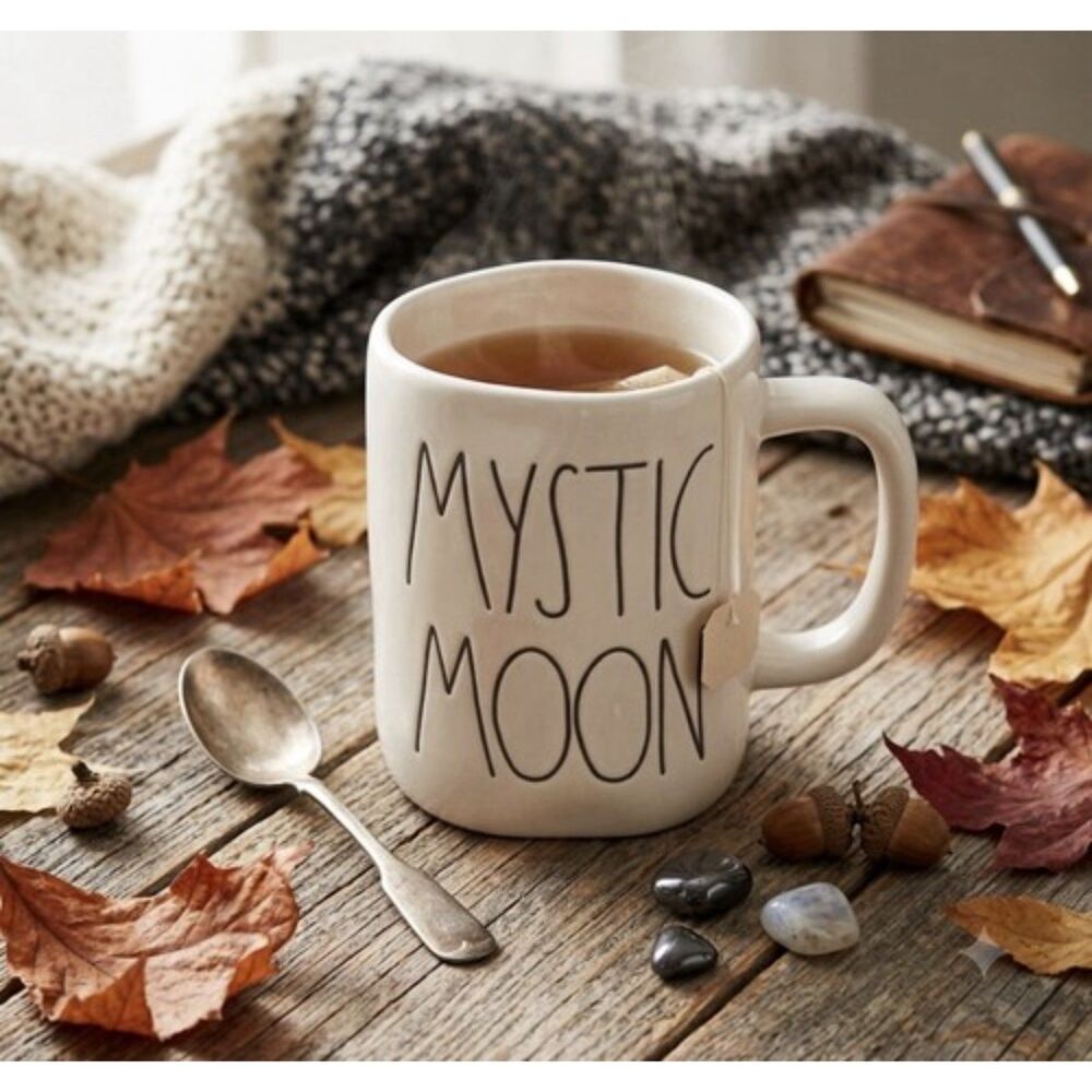Rae Dunn MYSTIC MOON Coffee Tea Mug Cup 18 Oz Ceramic Beige Gold Celestial